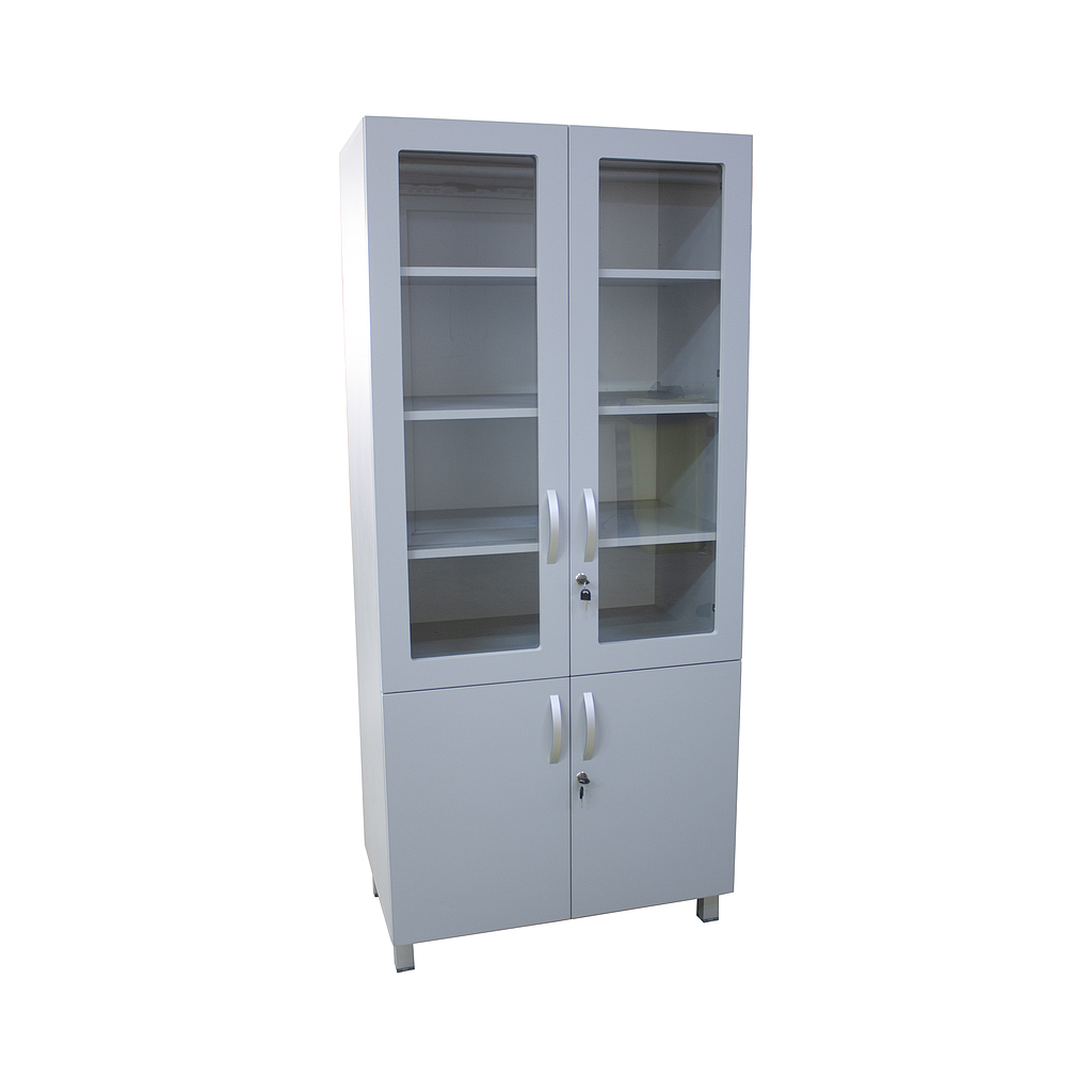 Dulap medical cu vitrină gri deschis